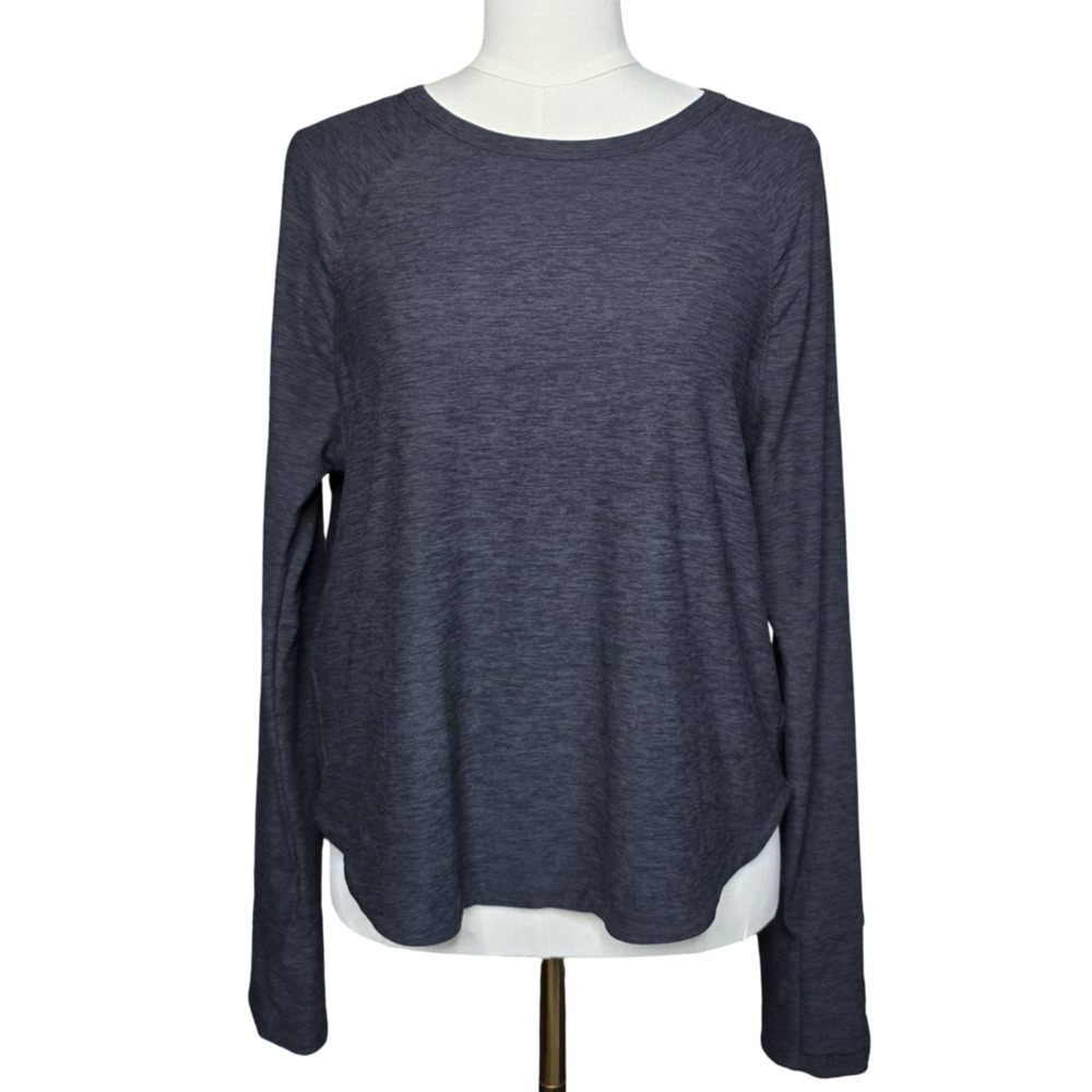 Title Nine Buttah LT Long Sleeve Top Women Large Gray Activewear Raglan Top